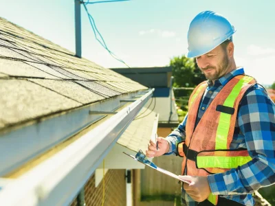 Trusted roofing company inspecting a residential roof in Northwest Arkansas